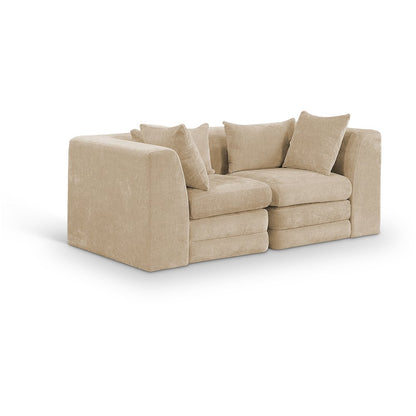 Stellar 76" Beige Chenille Fabric Upholstered 2pc. Modular Loveseat