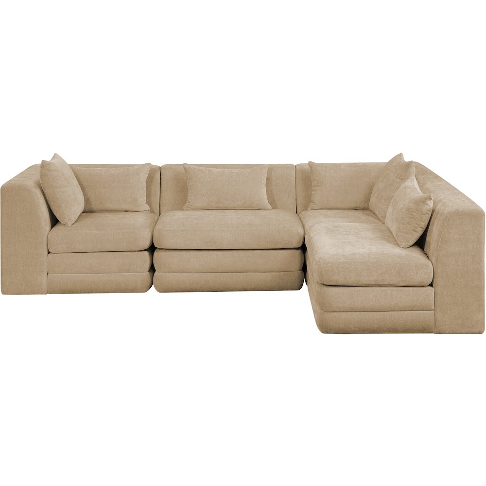 Stellar 114" Beige Chenille Fabric Upholstered 4Pc. Modular Sectional