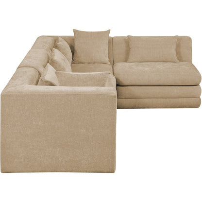 Stellar 114" Beige Chenille Fabric Upholstered 4Pc. Modular Sectional