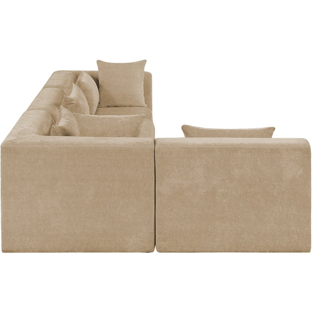 Stellar 114" Beige Chenille Fabric Upholstered 4Pc. Modular Sectional