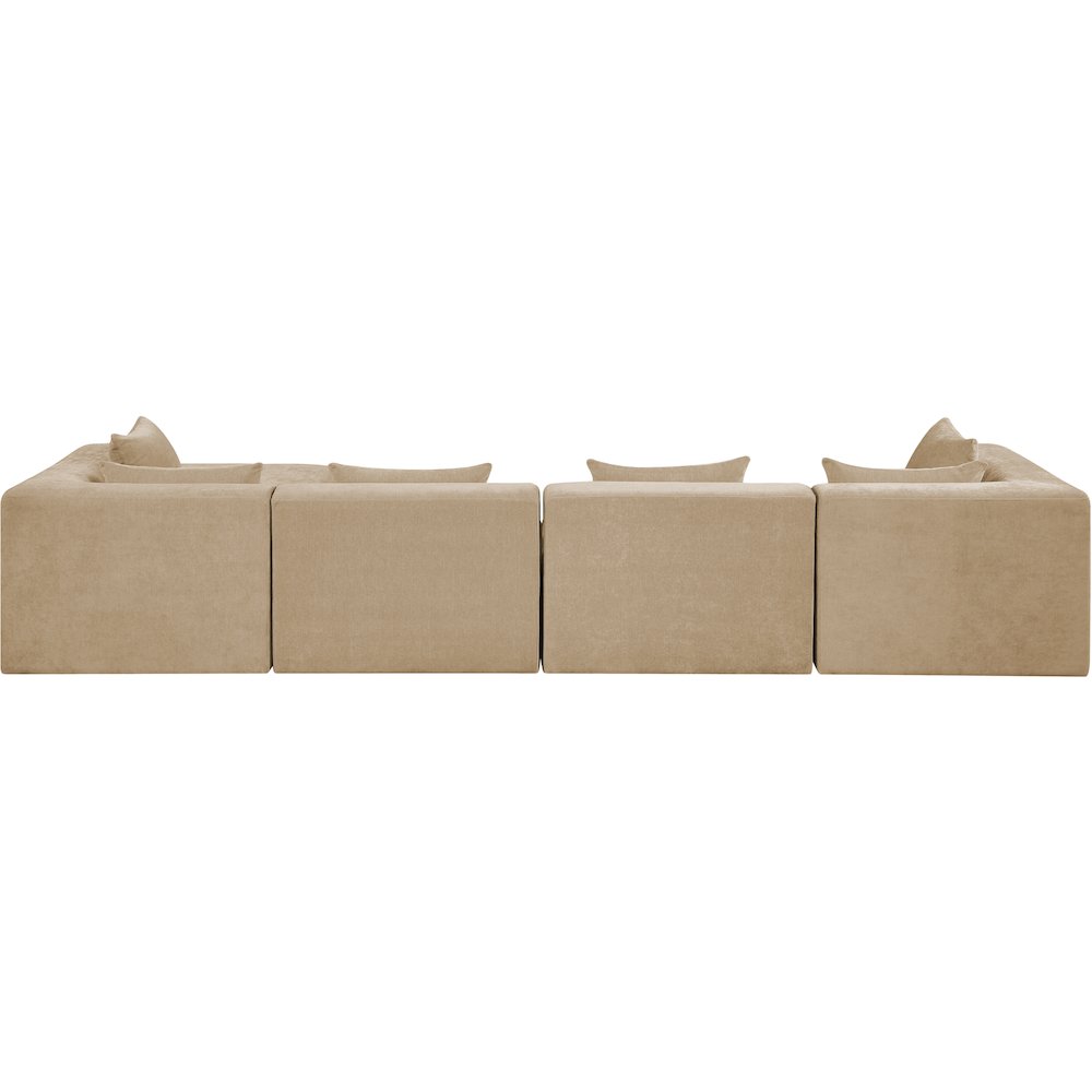 Stellar 152" Beige Chenille Fabric Upholstered 5Pc. Modular Sectional