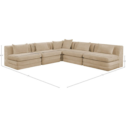 Stellar 114" Beige Chenille Fabric Upholstered 5Pc. Modular Sectional
