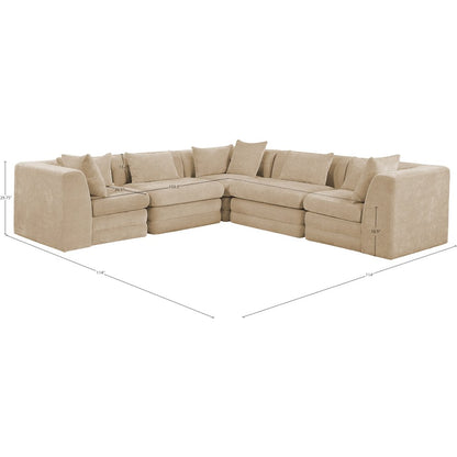 Stellar 114" Beige Chenille Fabric Upholstered 5Pc. Modular Sectional