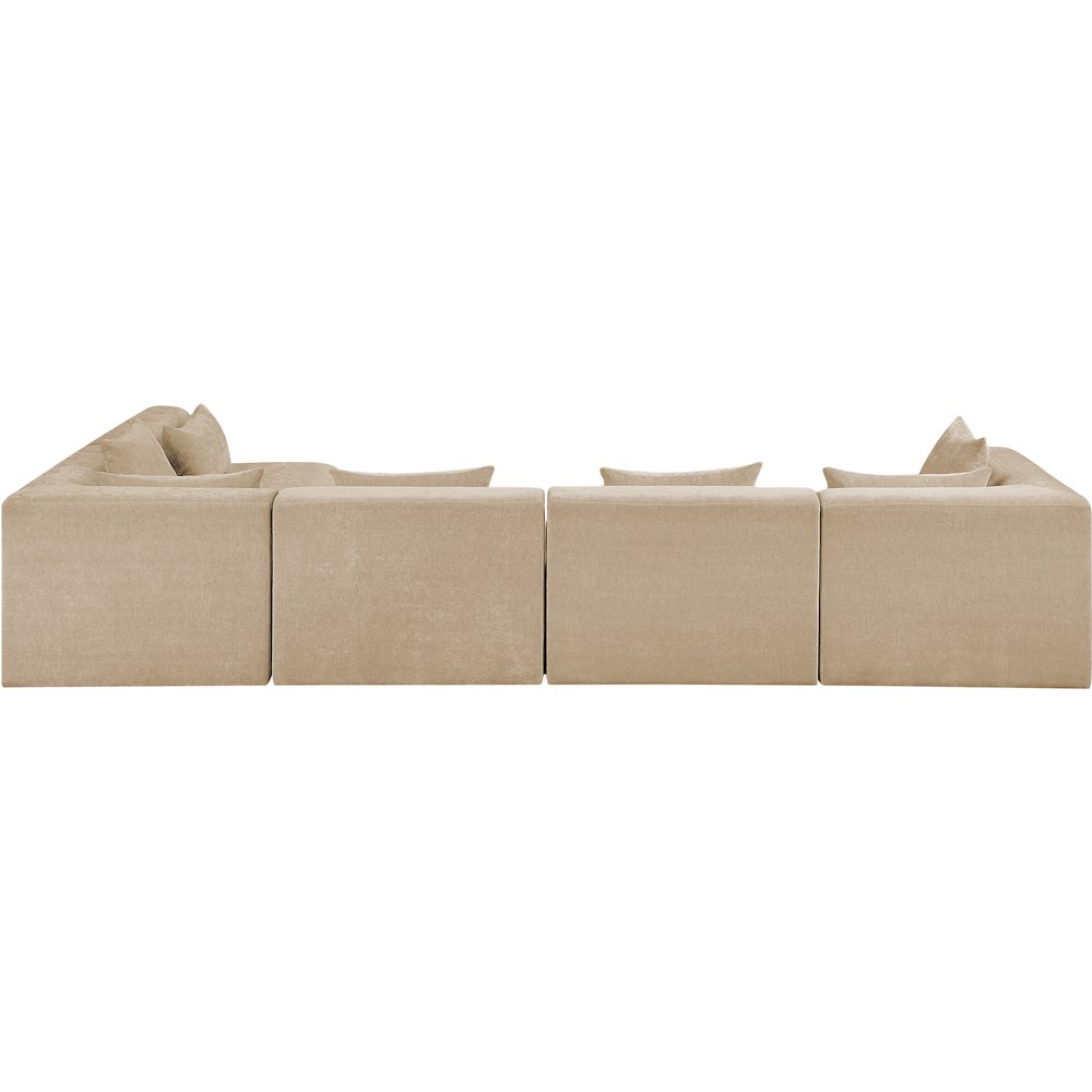 Stellar 152" Beige Chenille Fabric Upholstered 5Pc. Modular Sectional