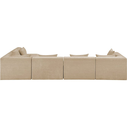 Stellar 152" Beige Chenille Fabric Upholstered 5Pc. Modular Sectional