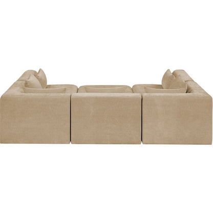 Stellar 114" Beige Chenille Fabric Upholstered 6Pc. Modular Sectional