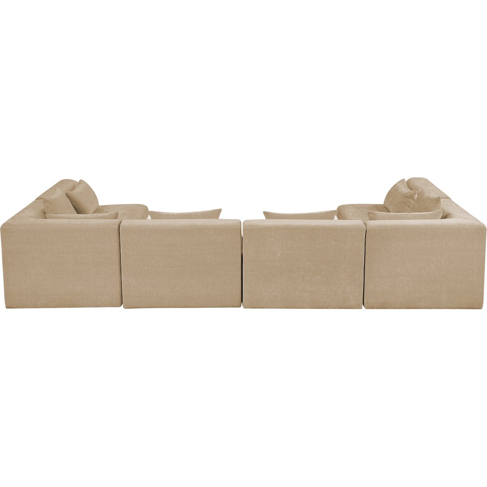 Stellar 152" Beige Chenille Fabric Upholstered 6Pc. Modular Sectional