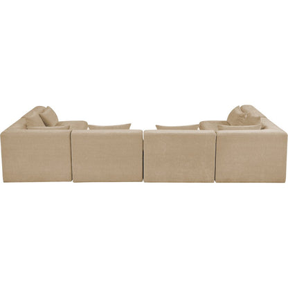 Stellar 152" Beige Chenille Fabric Upholstered 6Pc. Modular Sectional