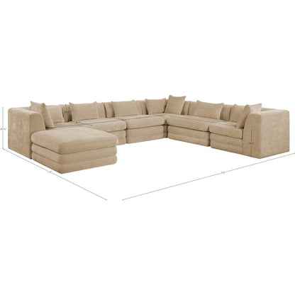 Stellar 152" Beige Chenille Fabric Upholstered 7Pc. Modular Sectional