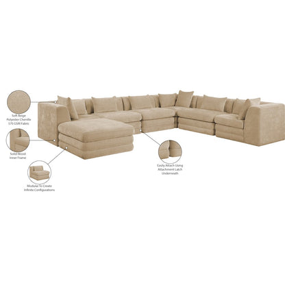 Stellar 152" Beige Chenille Fabric Upholstered 7Pc. Modular Sectional