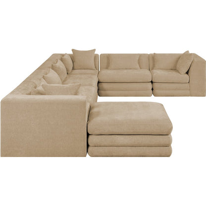 Stellar 152" Beige Chenille Fabric Upholstered 7Pc. Modular Sectional