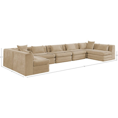 Stellar 190" Beige Chenille Fabric Upholstered 7Pc. Modular Sectional