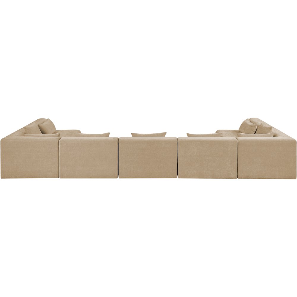 Stellar 190" Beige Chenille Fabric Upholstered 7Pc. Modular Sectional