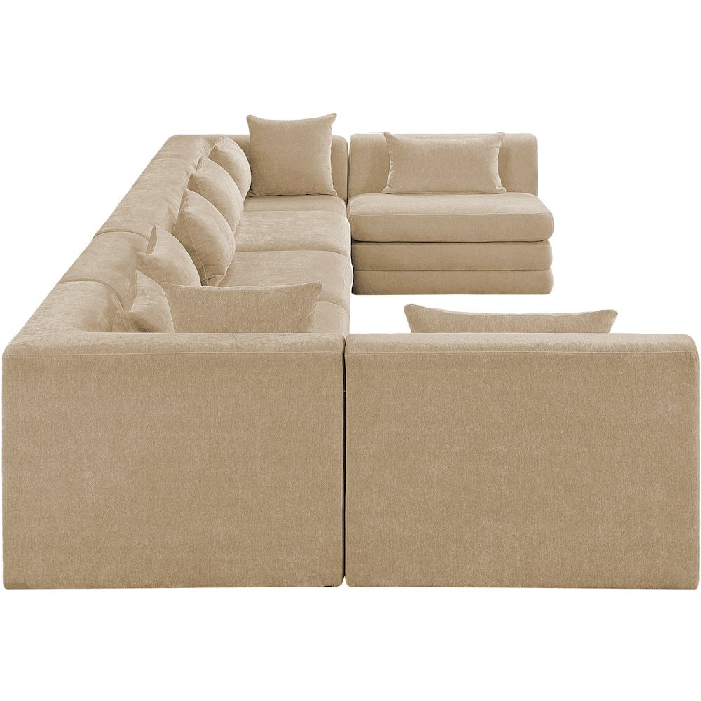 Stellar 190" Beige Chenille Fabric Upholstered 7Pc. Modular Sectional