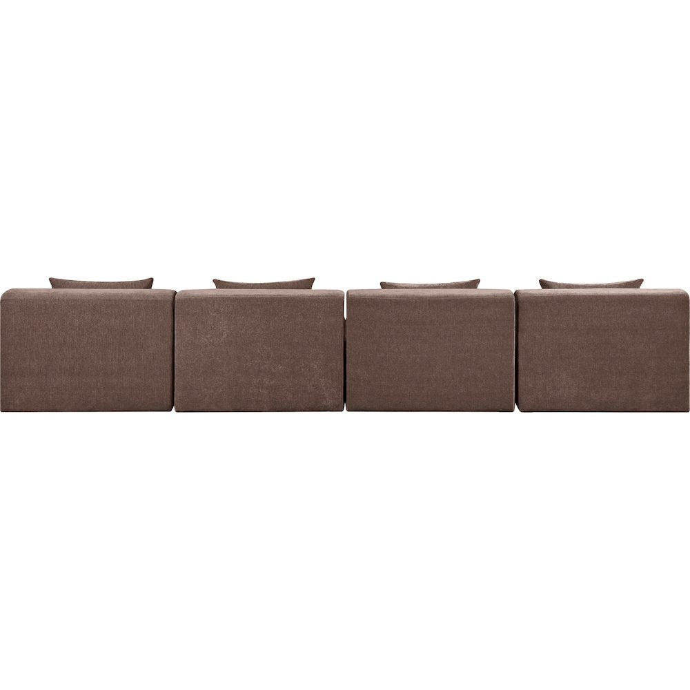 Stellar 152" Brown Chenille Fabric Upholstered 4pc. Modular Sofa