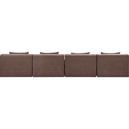 Stellar 152" Brown Chenille Fabric Upholstered 4pc. Modular Sofa