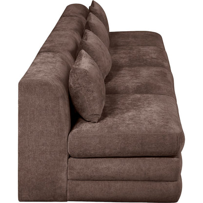 Stellar 152" Brown Chenille Fabric Upholstered 4pc. Modular Sofa