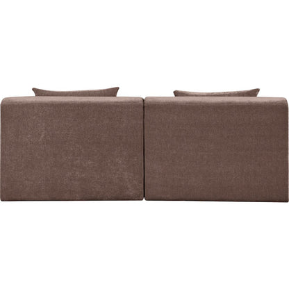 Stellar 76" Brown Chenille Fabric Upholstered 2pc. Modular Loveseat