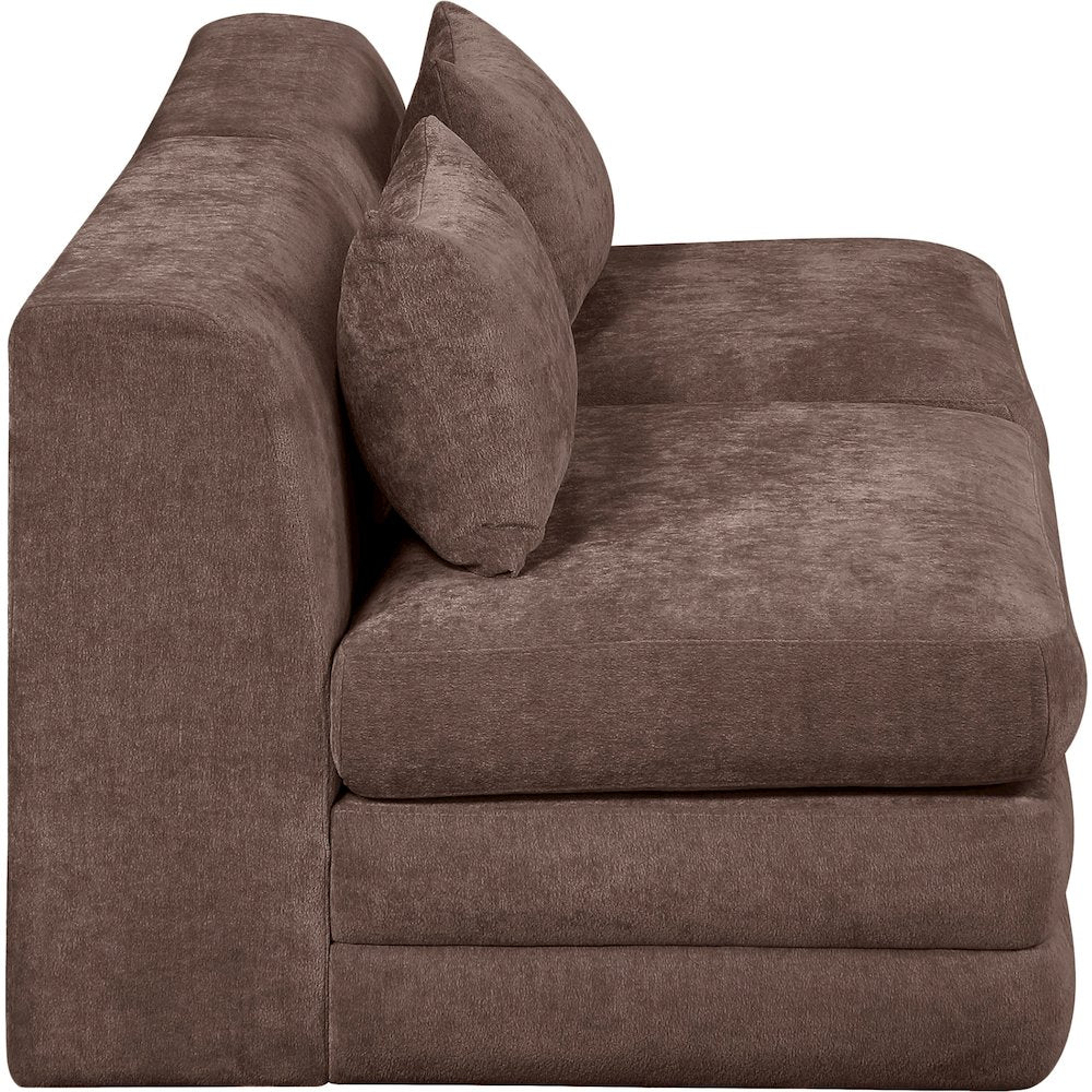 Stellar 76" Brown Chenille Fabric Upholstered 2pc. Modular Loveseat