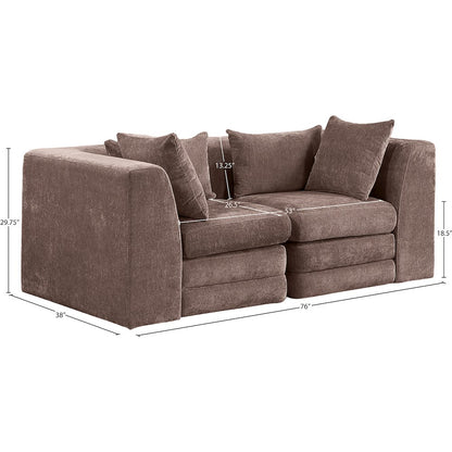 Stellar 76" Brown Chenille Fabric Upholstered 2pc. Modular Loveseat