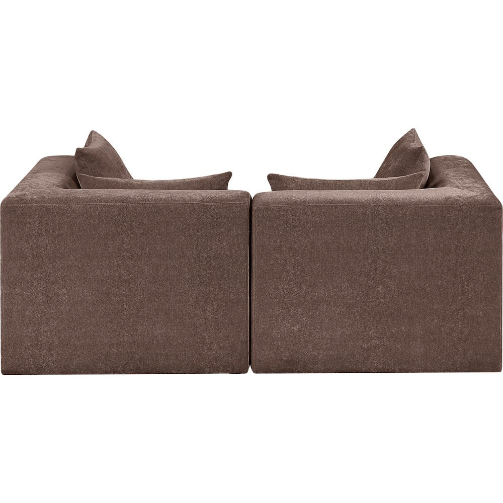 Stellar 76" Brown Chenille Fabric Upholstered 2pc. Modular Loveseat