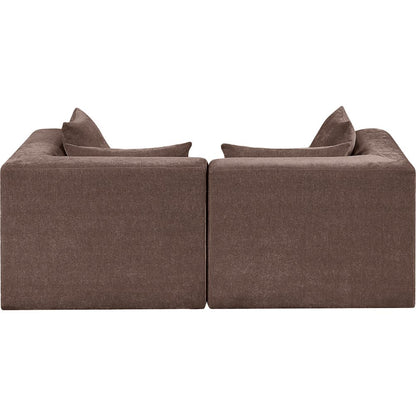Stellar 76" Brown Chenille Fabric Upholstered 2pc. Modular Loveseat