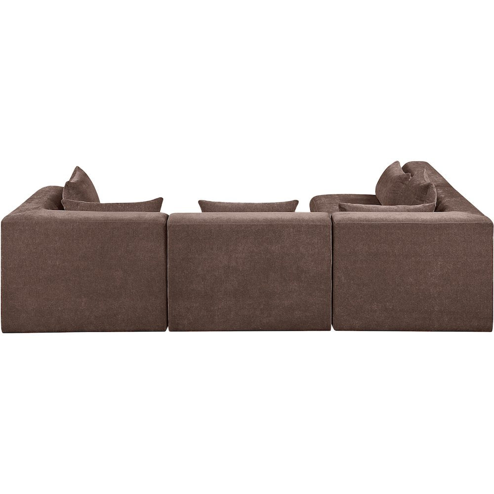 Stellar 114" Brown Chenille Fabric Upholstered 4Pc. Modular Sectional