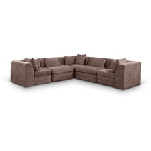 Stellar 114" Brown Chenille Fabric Upholstered 5Pc. Modular Sectional