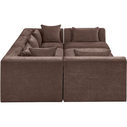 Stellar 114" Brown Chenille Fabric Upholstered 6Pc. Modular Sectional