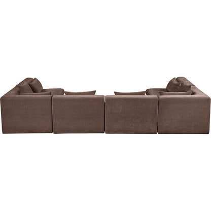 Stellar 152" Brown Chenille Fabric Upholstered 6Pc. Modular Sectional