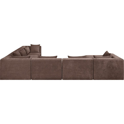Stellar 152" Brown Chenille Fabric Upholstered 7Pc. Modular Sectional