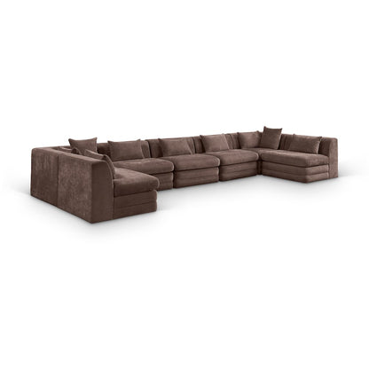 Stellar 190" Brown Chenille Fabric Upholstered 7Pc. Modular Sectional