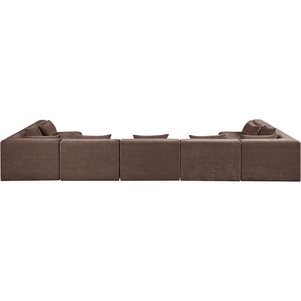 Stellar 190" Brown Chenille Fabric Upholstered 7Pc. Modular Sectional