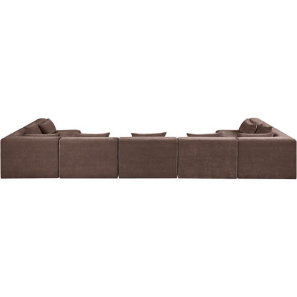 Stellar 190" Brown Chenille Fabric Upholstered 7Pc. Modular Sectional