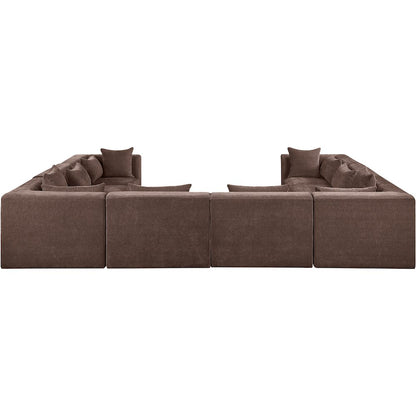 Stellar 152" Brown Chenille Fabric Upholstered 8Pc. Modular Sectional