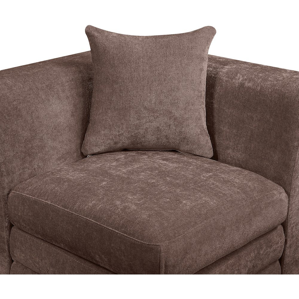 Stellar 152" Brown Chenille Fabric Upholstered 8Pc. Modular Sectional