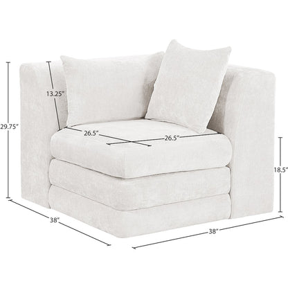Stellar Cream Chenille Fabric Upholstered Modular Corner Chair