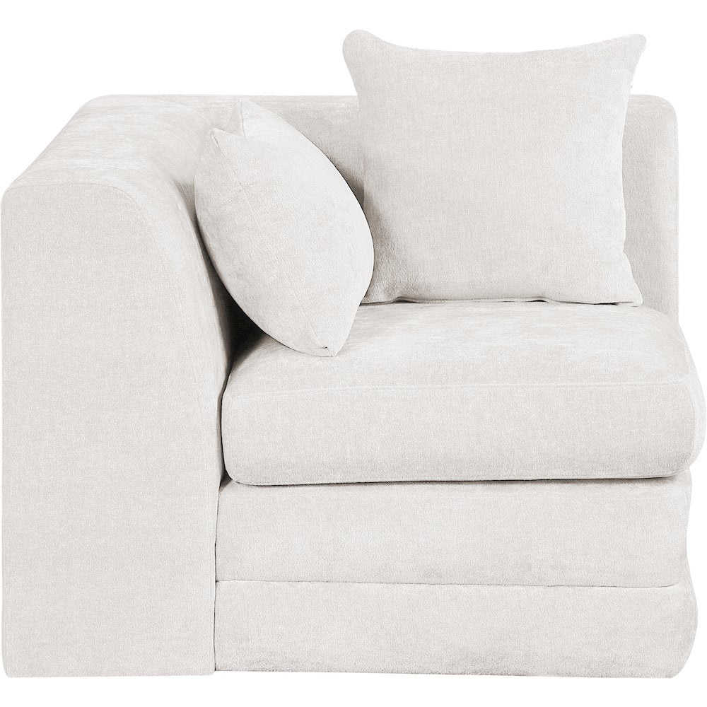 Stellar Cream Chenille Fabric Upholstered Modular Corner Chair