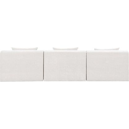 Stellar 114" Cream Chenille Fabric Upholstered 3pc. Modular Sofa