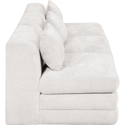 Stellar 114" Cream Chenille Fabric Upholstered 3pc. Modular Sofa