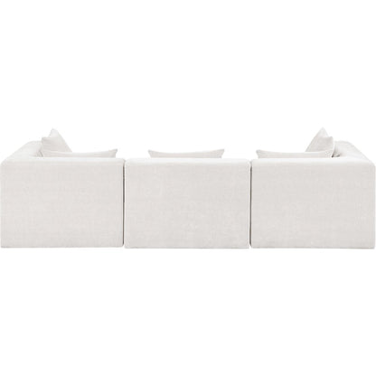 Stellar 114" Cream Chenille Fabric Upholstered 3pc. Modular Sofa