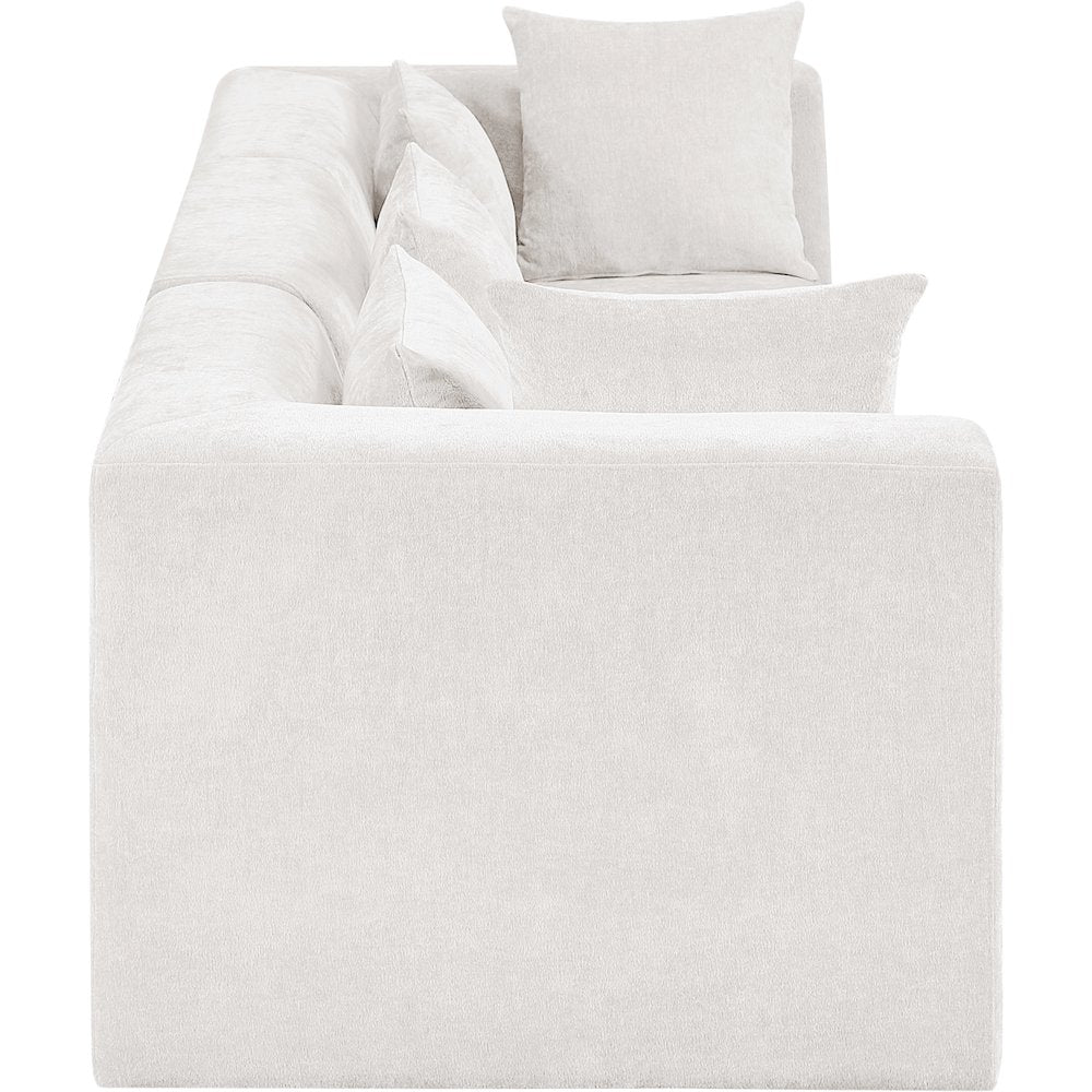 Stellar 114" Cream Chenille Fabric Upholstered 3pc. Modular Sofa