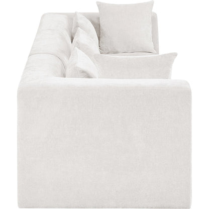 Stellar 114" Cream Chenille Fabric Upholstered 3pc. Modular Sofa