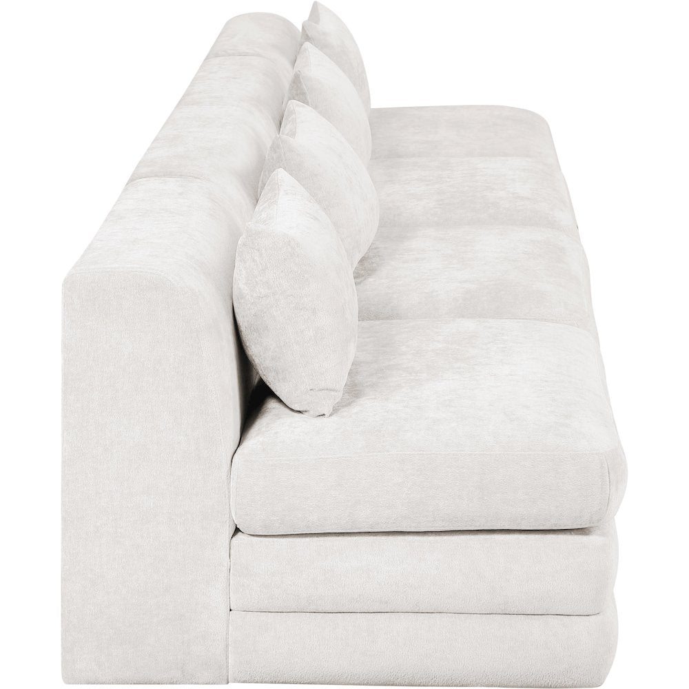 Stellar 152" Cream Chenille Fabric Upholstered 4pc. Modular Sofa