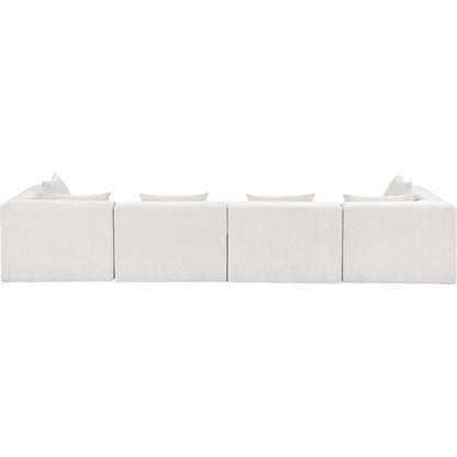 Stellar 152" Cream Chenille Fabric Upholstered 4pc. Modular Sofa