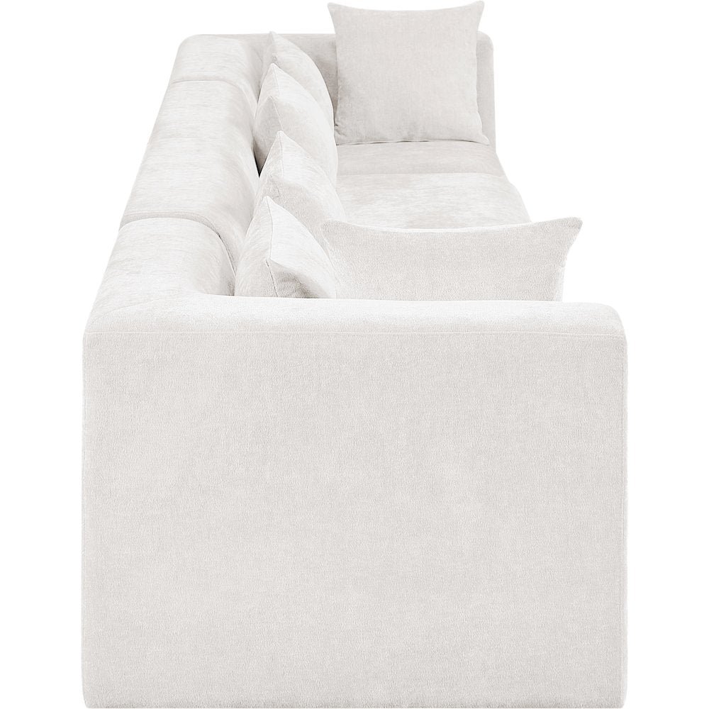 Stellar 152" Cream Chenille Fabric Upholstered 4pc. Modular Sofa