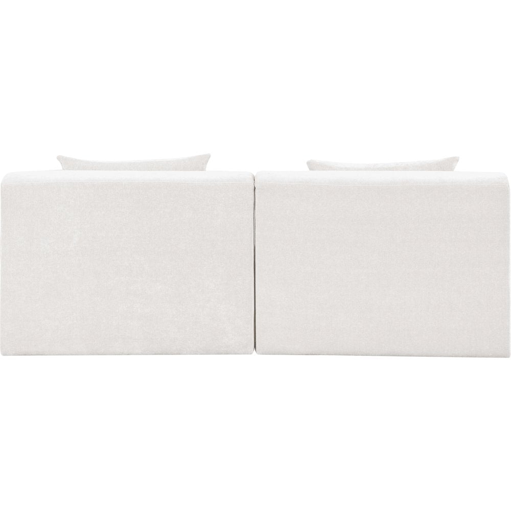 Stellar 76" Cream Chenille Fabric Upholstered 2pc. Modular Loveseat