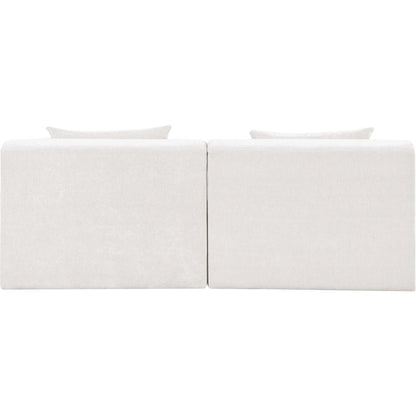Stellar 76" Cream Chenille Fabric Upholstered 2pc. Modular Loveseat