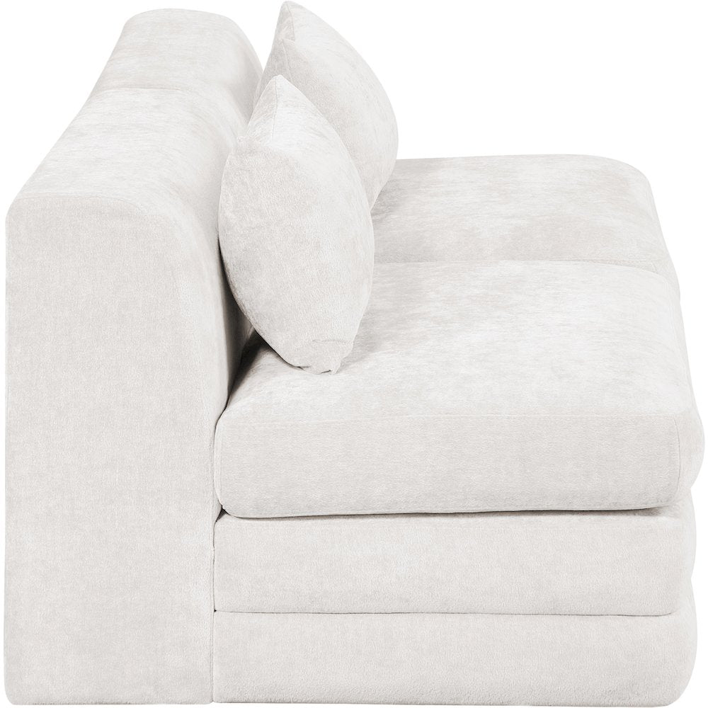 Stellar 76" Cream Chenille Fabric Upholstered 2pc. Modular Loveseat