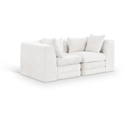 Stellar 76" Cream Chenille Fabric Upholstered 2pc. Modular Loveseat